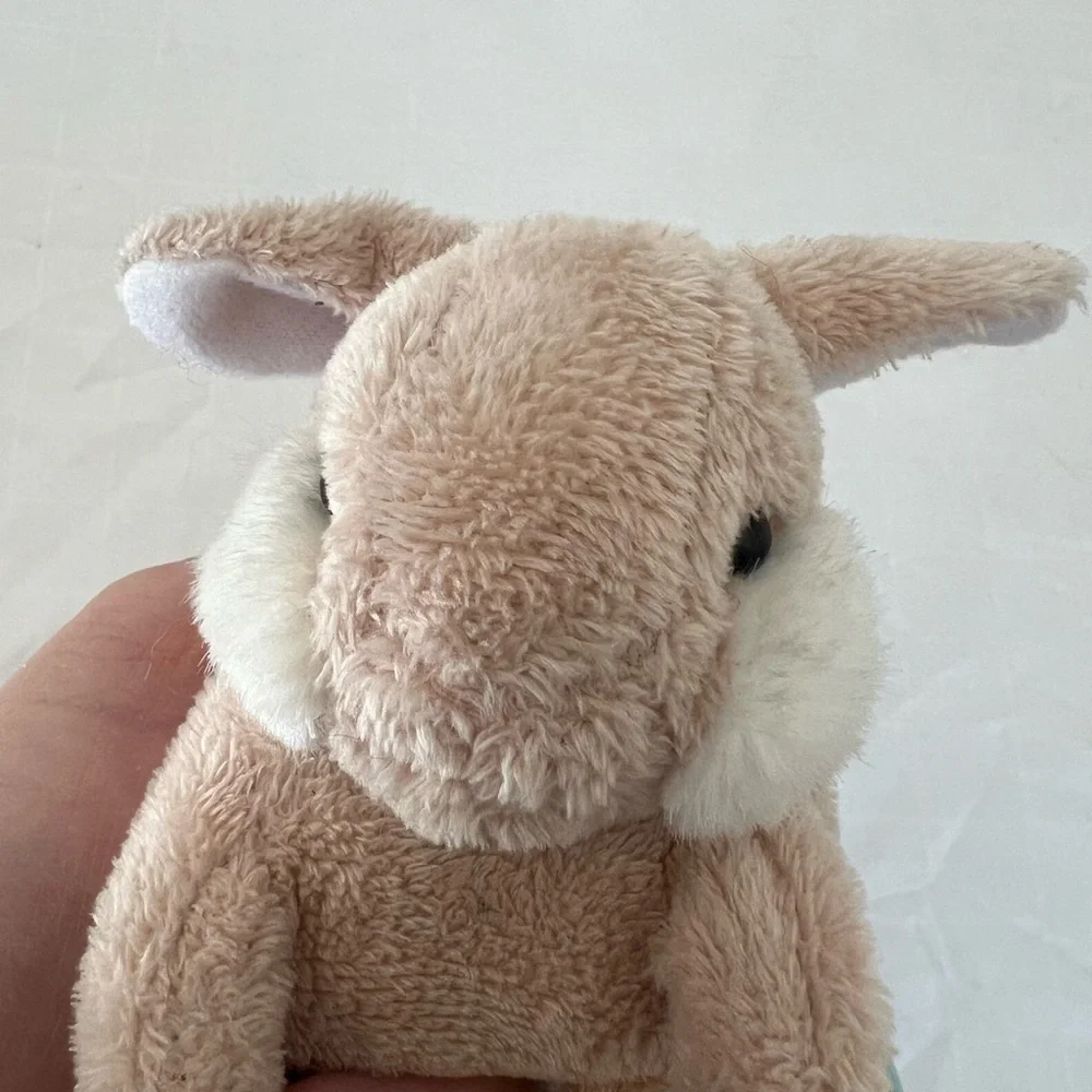 Rabbit bunny plush 4”‎ x 4” tan white Easter decor chubby cheeks